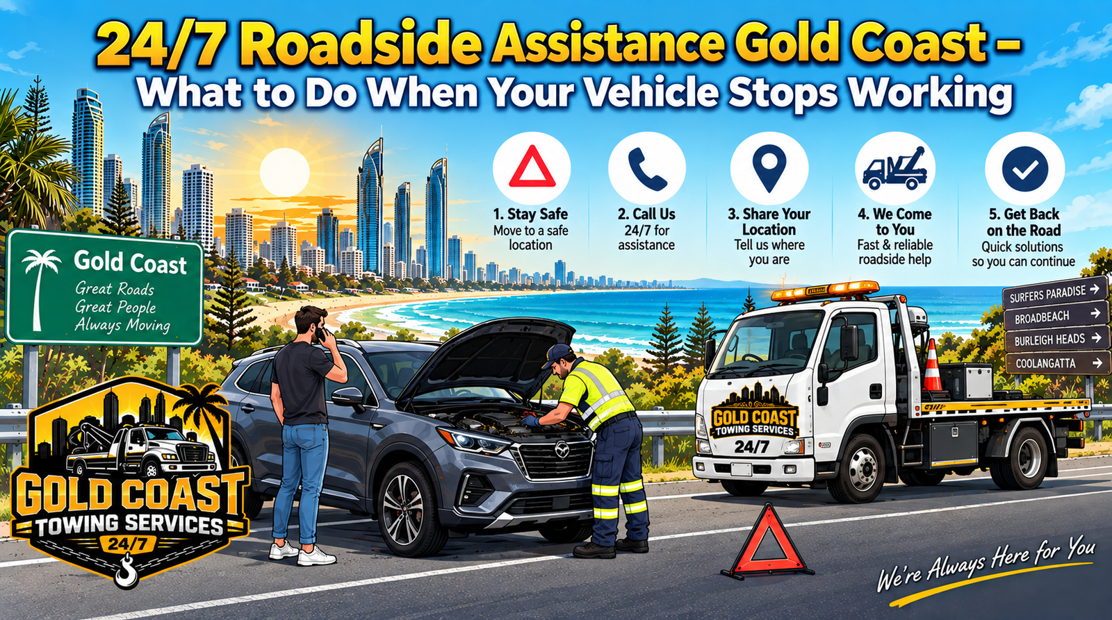 24/7 Roadside Assistance Gold Coast – What to Do When Your Vehicle Stops Working | Gold Coast Towing blog